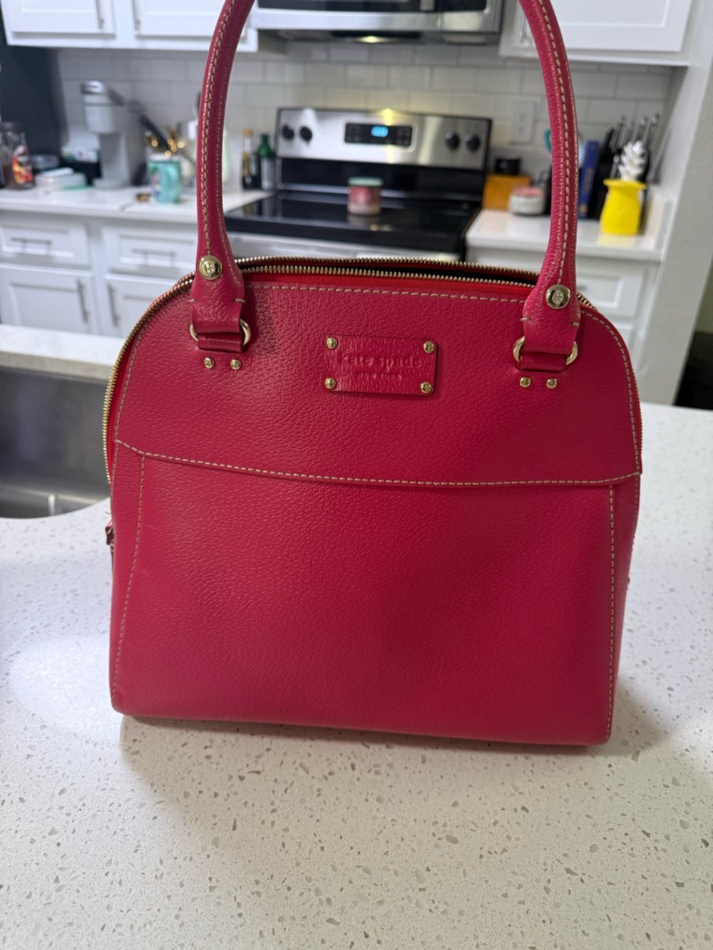 kate spade hot pink leather satchel with gold hardware - Gently used- like new